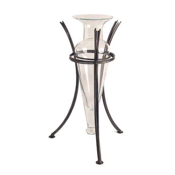 Amphora Vase on Wire Metal Stand in Clear