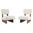 thumbnail image 2 of Leumius Set of 2 Modern Lounge Chair with Polyester Upholstery, Sturdy Wood Base With Walnut Finish, Minimalist and Stylish Accent Seating for Living Room Bedroom Office Beige+Natural, 2 of 8