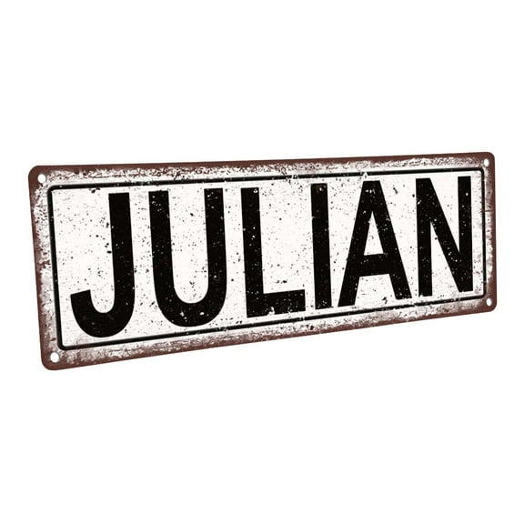 Julian 4"x12" Metal Sign, Wall Décor for Kids Room and Nursery