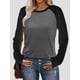 thumbnail image 5 of Camisas de Larga para Mujer, Blusas Raglán con Bloques de Color, Camisetas Básicas Informales de Cuello Redondo, Ropa de Otoño. Negro y Gris M, 5 of 8