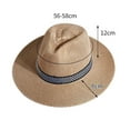thumbnail image 5 of UDIYO Men Wide Brim Straw Panama Roll up Hat Fedora Beach Sun Hat UPF50+, 5 of 6