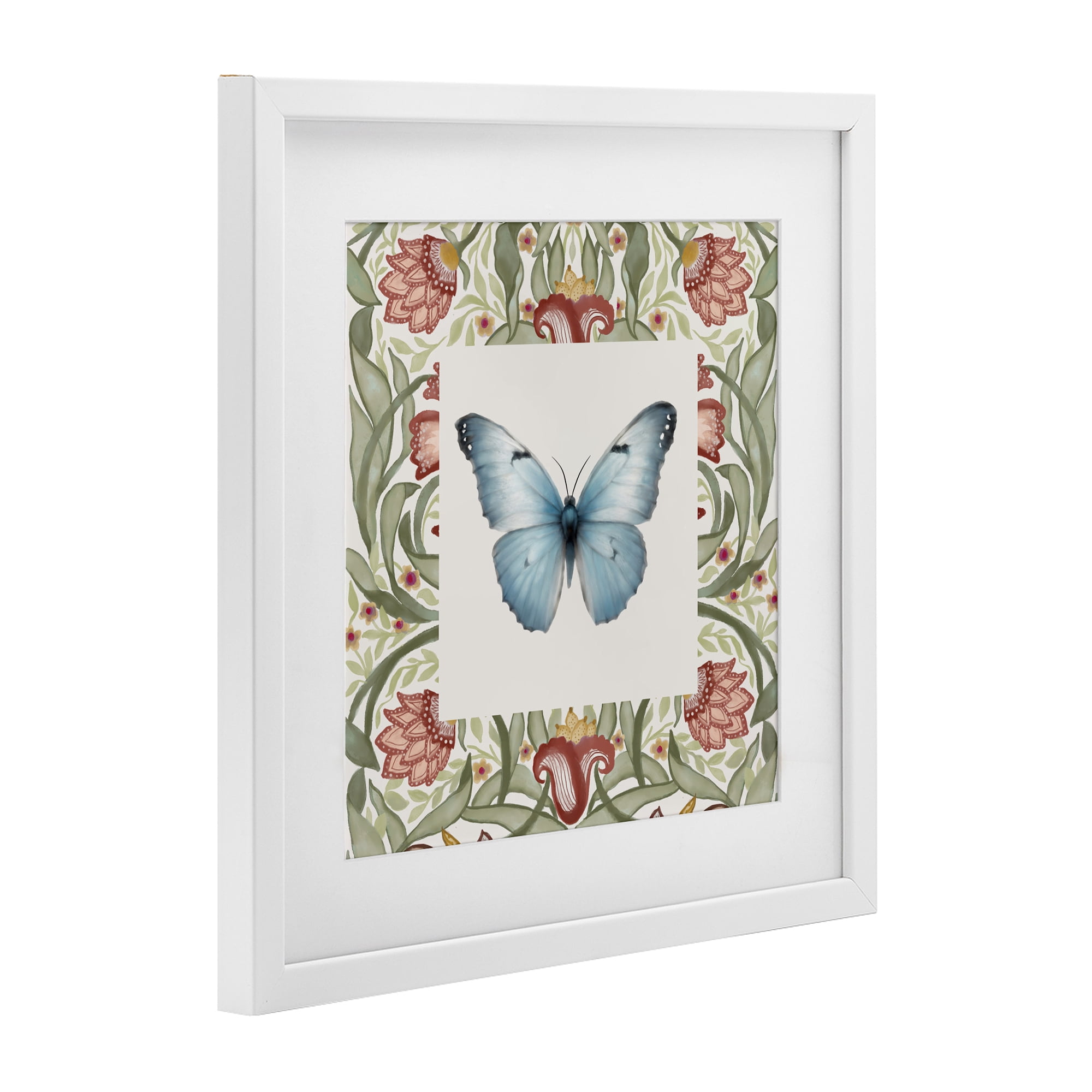 Stupell Industries Baroque Butterfly Vintage Flowers White Framed Print Under Glass, design by Elizabeth Medley