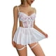 thumbnail image 2 of Camisón de malla transparente con tirantes y escote en V, sexy, para llevar en casa, M236, 2 of 6
