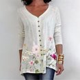 thumbnail image 2 of Blusa de mujer con estampado de manga larga con botones y cuello redondo, parte superior suelta informal Fridja  hj4483, 2 of 5