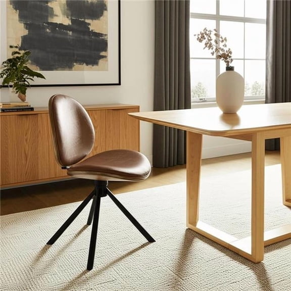 HomeRoots 632549 Brown & Black Faux Leather & Metal Dining Side Chair