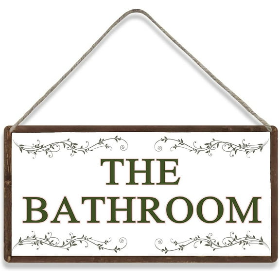 Rustic Wood Sign Hanging Wall Plaque Bathroom Contemporary Plastic Decorative Hanging Plaque Wall Door Toilet Sign 10x5 Inch