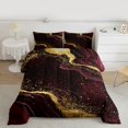 thumbnail image 2 of Homewish Fulid Striped Artistic Bedding Comforter Set,Marble Texture Pattern Twin Comforter Sets,Red Gold Black Bedding Set For Men Women,Breathable Home Decor Reversible,2 Pieces, 2 of 8