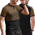 thumbnail image 6 of Akiihool Men's Short Sleeve T-Shirts Men's Fashion Hip Hop Color Block Stripe T Shirt Brown,M, 6 of 7