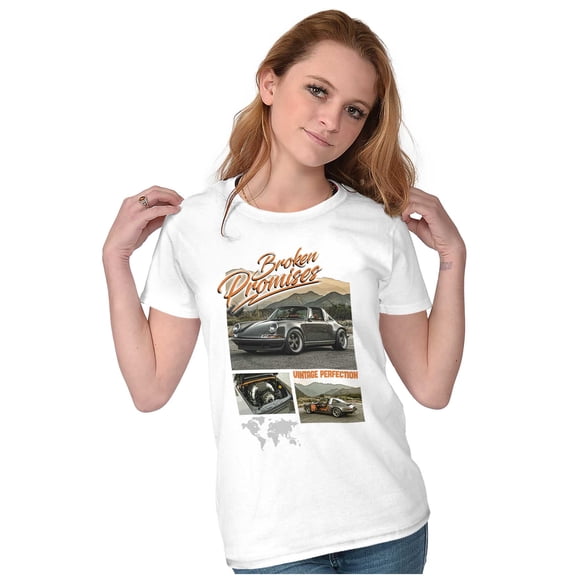 Broken Promises Muscle Car Engine Womens Slim Fit Graphic Tee Brisco Brands S