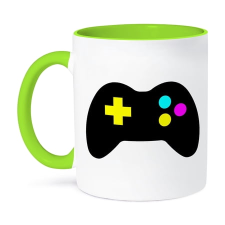 3dRose, CMYK Gamer Control Icon Graphic Cartoon, 11oz Two-Tone Green Mug