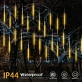 thumbnail image 3 of Morttic Meteor Shower Lights Outdoor, 11.8 Inches 8 Tubes 192 LED Snowfall Lights, Waterproof Hanging Falling Rain Lights for Tree Bushes Holiday Party Christmas Decoration,Warm White, 3 of 11