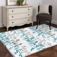 thumbnail image 4 of Teal Blue Grey Botanical Area Rug 3x5 Washable Rug Non Slip Spring Floral Summer Farmhouse Large Area Rug Indoor Floor Carpet for Entryway Bedroom Kitchen Living Room Home Office Dining Room Nursery, 4 of 8