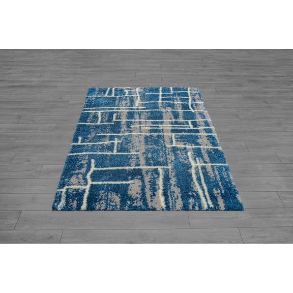 Florence Navy Cream Abstract Modern Contemporary Area Rug Tapis Carpet For Living Room Bedroom Kitchen