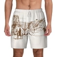 thumbnail image 2 of Picia Western Desert Cowboys pattern Mens Swim Trunks with Compression Liner Stretch Beach Shorts Quick Dry with Zipper Pockets No-Chafing Board Shorts-Medium, 2 of 9