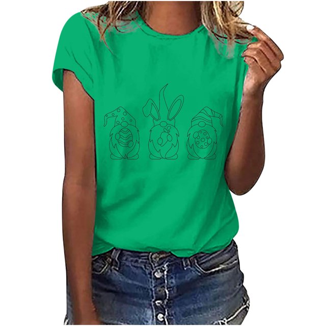Camisetas con cuello redondo y estampado de Pascua para mujer, blusas femeninas cómodas a la moda, Tops Fridja bn2826