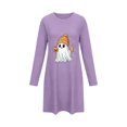 thumbnail image 6 of Taqqpue Womens Cotton Sleep Dress Long Sleeves Crew Neck Halloween Skeleton Print Loose Knee Length Nightshirt Casual Oversized Lounge Pullover Nightgown for Women Plus Size, 6 of 7