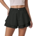 thumbnail image 3 of Trendfront Women's High Waisted Solid Color Wide Leg Shorts 2 in 1 Built-in Liner Loose Casual Summer Lounge Shorts, 3 of 6