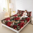 thumbnail image 4 of Manfei Cheetah Sheet Set Queen,Jungle Wildlife Bedding Sets Queen Size,Rimantic Floral Queen Sheet Sets,Breathable Room Decor,4-Piece, 4 of 7