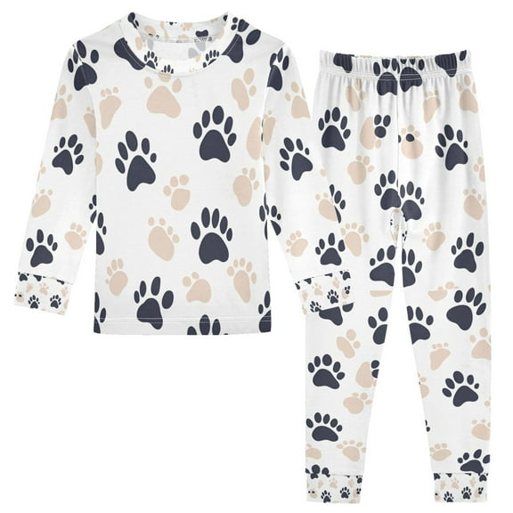 FORMRS Long Sleeve Top and Pants Pajama Set for Niños 2-Piece Sleepwear, Sizes 18M-8Y, Black Cat Paw