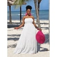 thumbnail image 6 of White Strapless Tiered Maxi Dress For Women Casual Summer Vacation Long Flowy Plus Size, 6 of 7