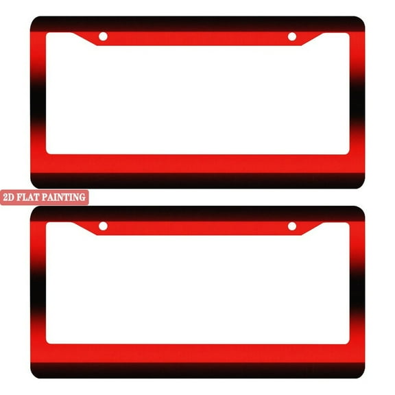 2PC Stylish Red - Black Gradient Car License Plate Holders with Screws & Caps 6.3x12.2inch(16x31cm)