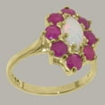 thumbnail image 2 of LBG British Made 14k Yellow Gold Natural Opal & Ruby Womens Promise Ring - 33 size options - Size 10.5, 2 of 6