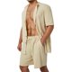 thumbnail image 5 of Txlixc Traje de ocio para hombres, chaqueta de bolsillo de botón de manga corta + pantalones cortos Txlixc moda, 5 of 8