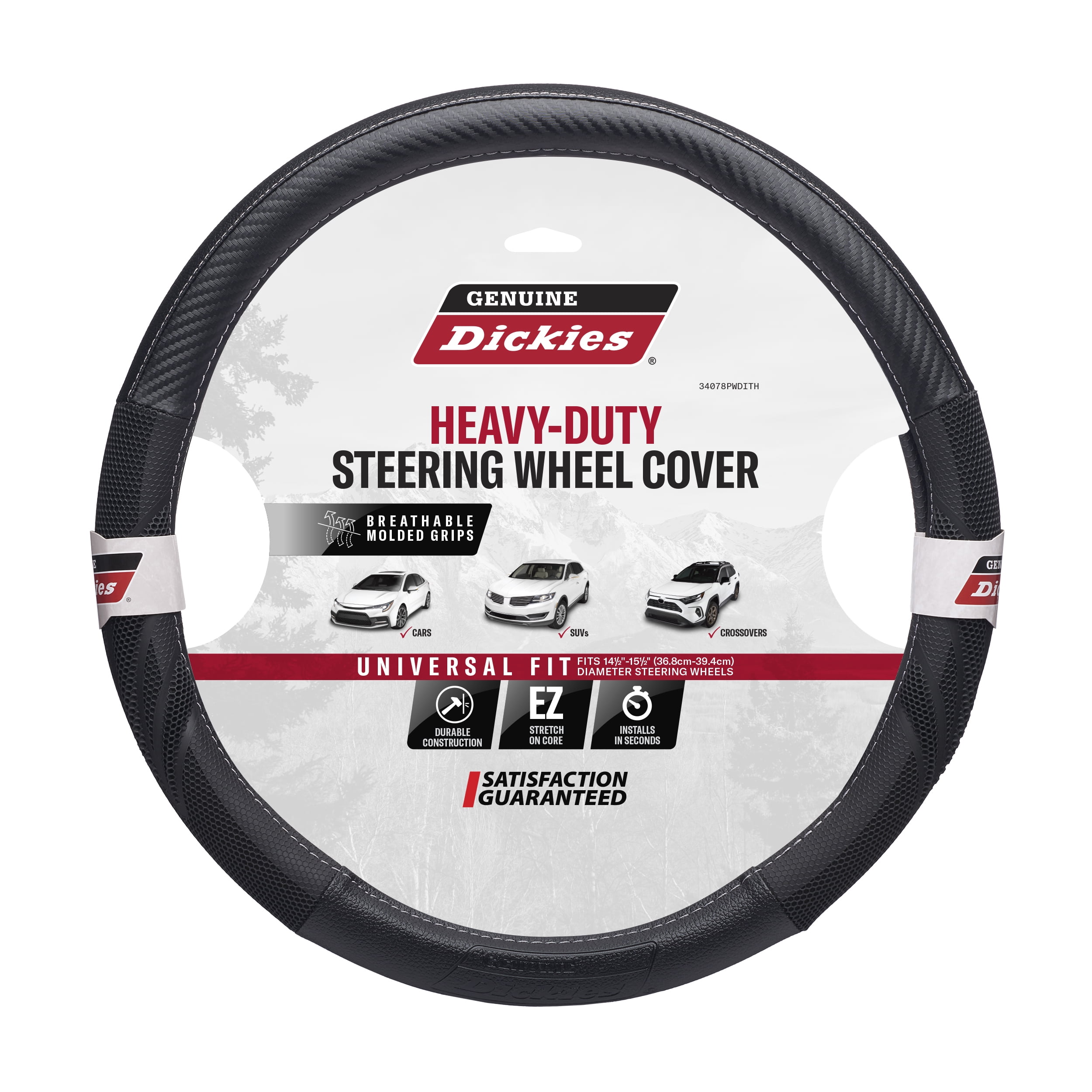 Genuine Dickies Carbon Fiber Dura Grip Black Steering Wheel Cover