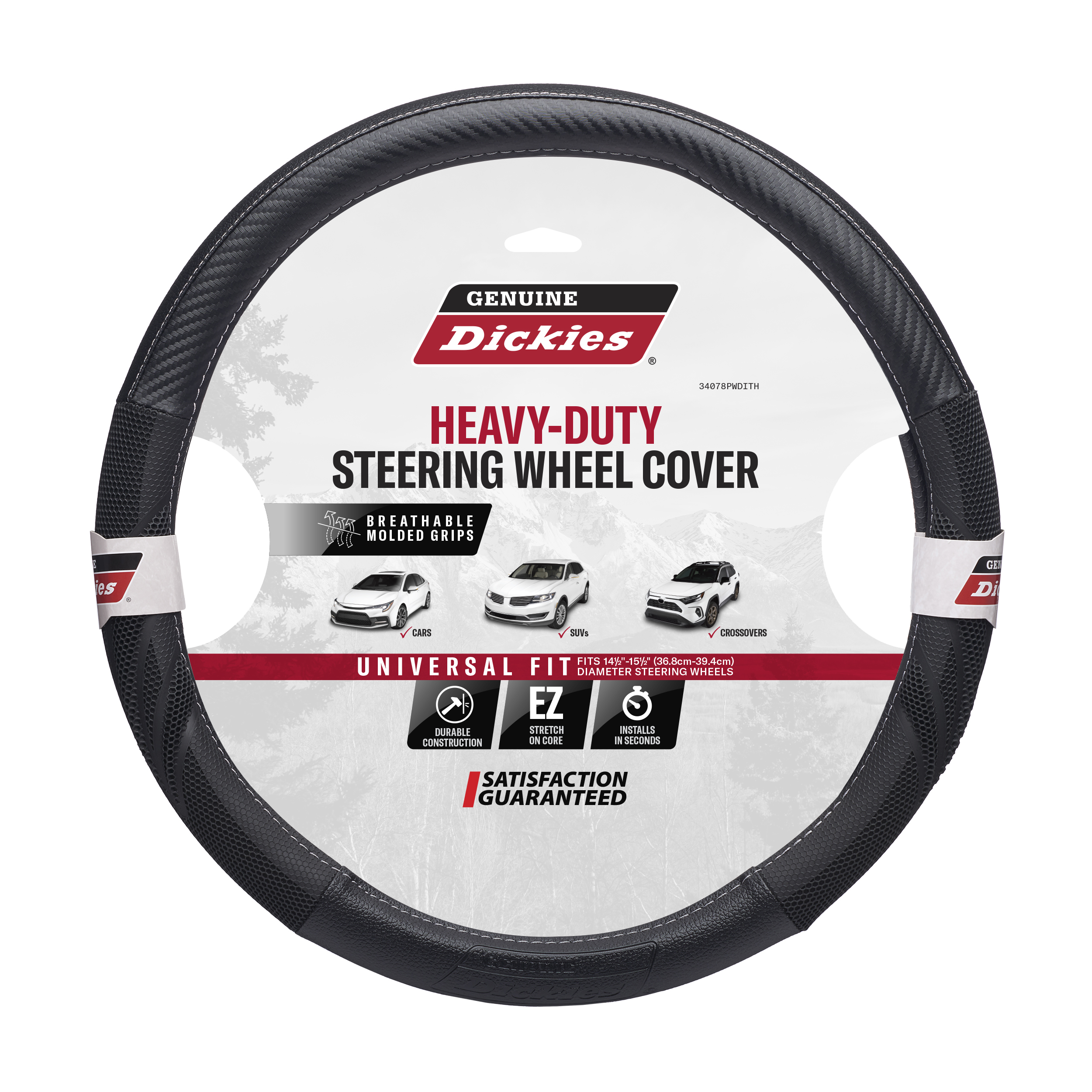 Genuine Dickies Carbon Fiber Steering Wheel Cover Black photo 3