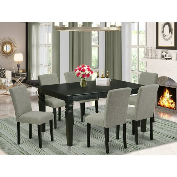 Dinette Set 7 Piece Rectangular Table with 6 Chairs - Elegant Dining Room Set