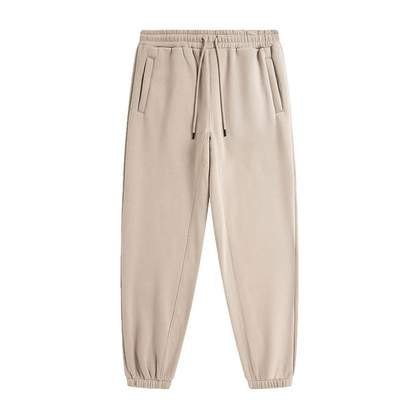 Pantalones largos para hombre, color liso, informales, con cordón en el tobillo, pantalones largos para hombre