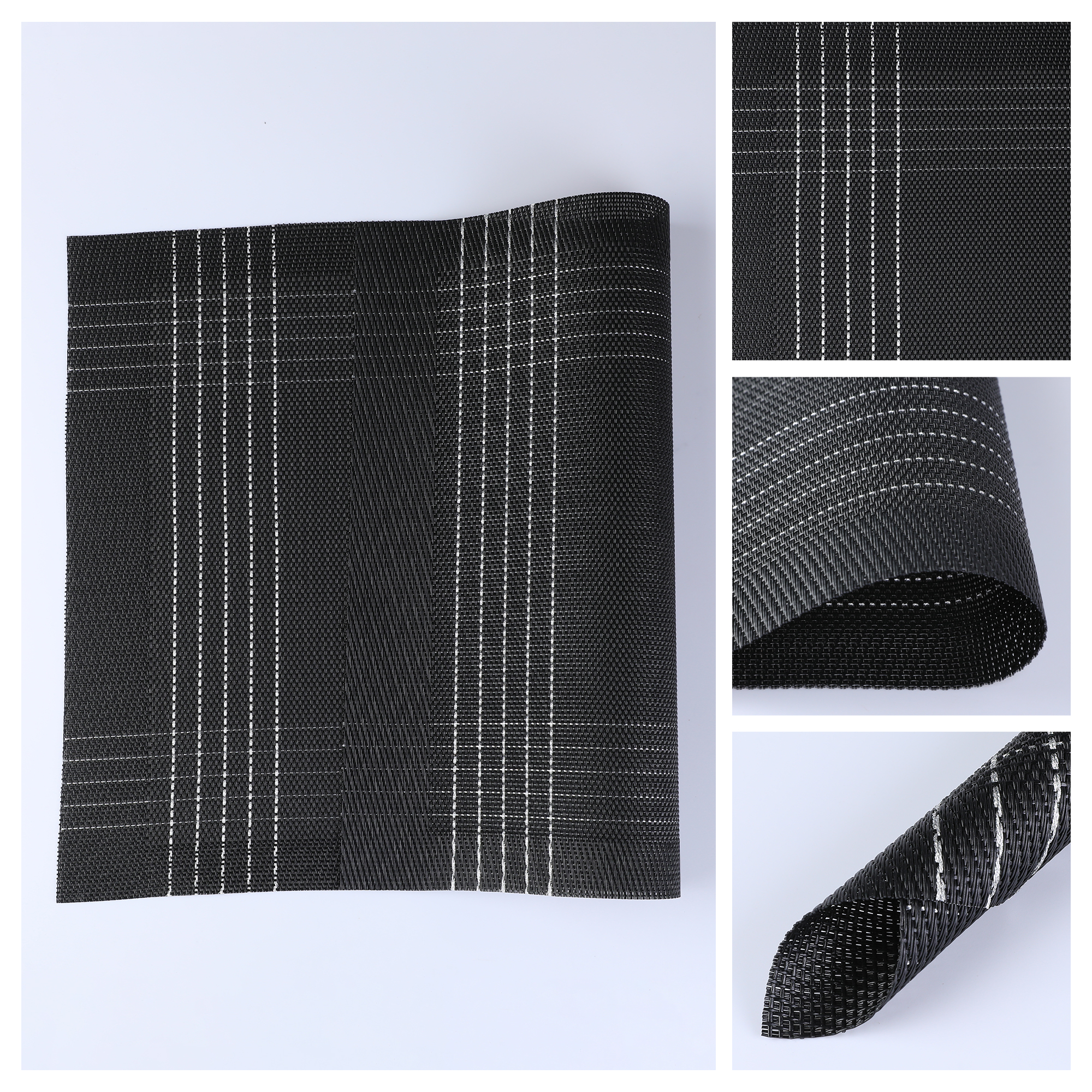 Unique Bargains Indoor Decor Kitchen Mat for Dining Table Set of 8 Black 18" X 12"