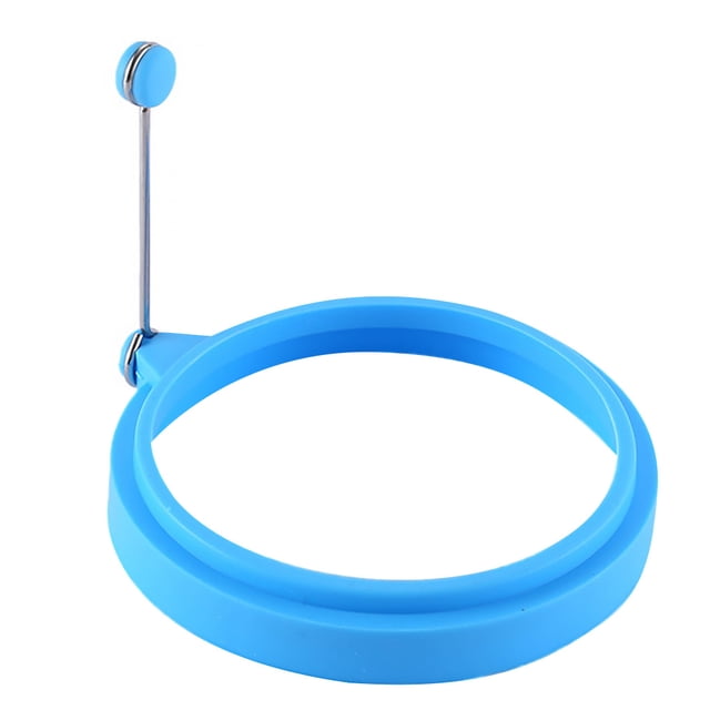 Wosthever Molde de anillo de cocina circular con forma de huevo frito con mango lavable reutilizable de silicona moldes para freír utensilios de Azul