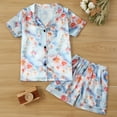 thumbnail image 2 of Edvintorg Girls Pjs Summer Casual Short Sleeve Shirt and Shorts Satin Sets Cute Floral Printed Sleepwear for Girls Kids Home Clothing 2-8 Years, 2 of 4