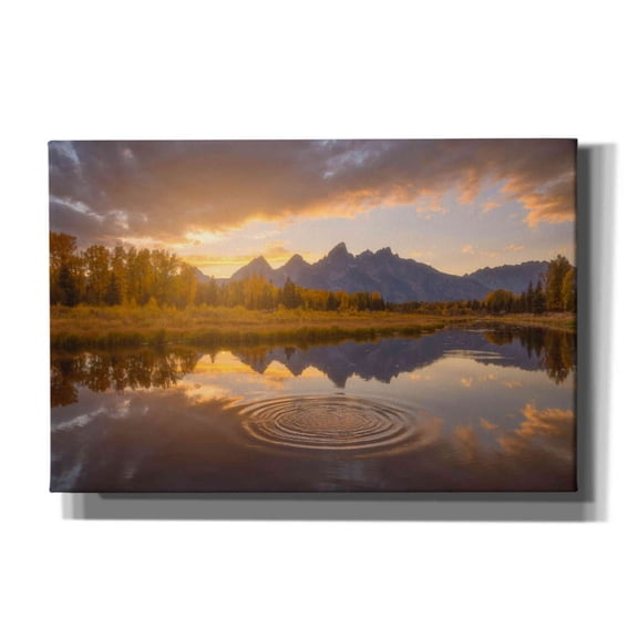 Epic Graffiti 'Schwabacher Sunset - Grand Teton National Park' by Darren White, Giclee Canvas Wall Art, 18"x12"