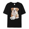 thumbnail image 5 of T Shirts for Women Short Sleeve Cotton Crewneck T-Shirt, Cute Bulldog Dog with Yarn Ball Tee Tops Casual Basic T-Shirts, XS-5XL Black 5XL, 5 of 7