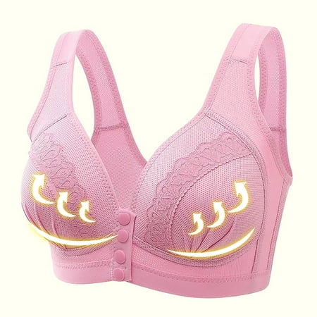 

Lhked Bras for Women Clearance Ladies Traceless Comfortable No Steel Ring Vest Breathable Gathering Front Opening Buckle Bra Woman Underwear Hot Pink XXL