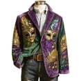 thumbnail image 5 of YOIAVAIOY Mardi Gras Blazer for Men Lightweight Corduroy Carnival Themed Pattern Two Button Parada Party Slim Fit Jacket with Pockets Purple M, 5 of 5
