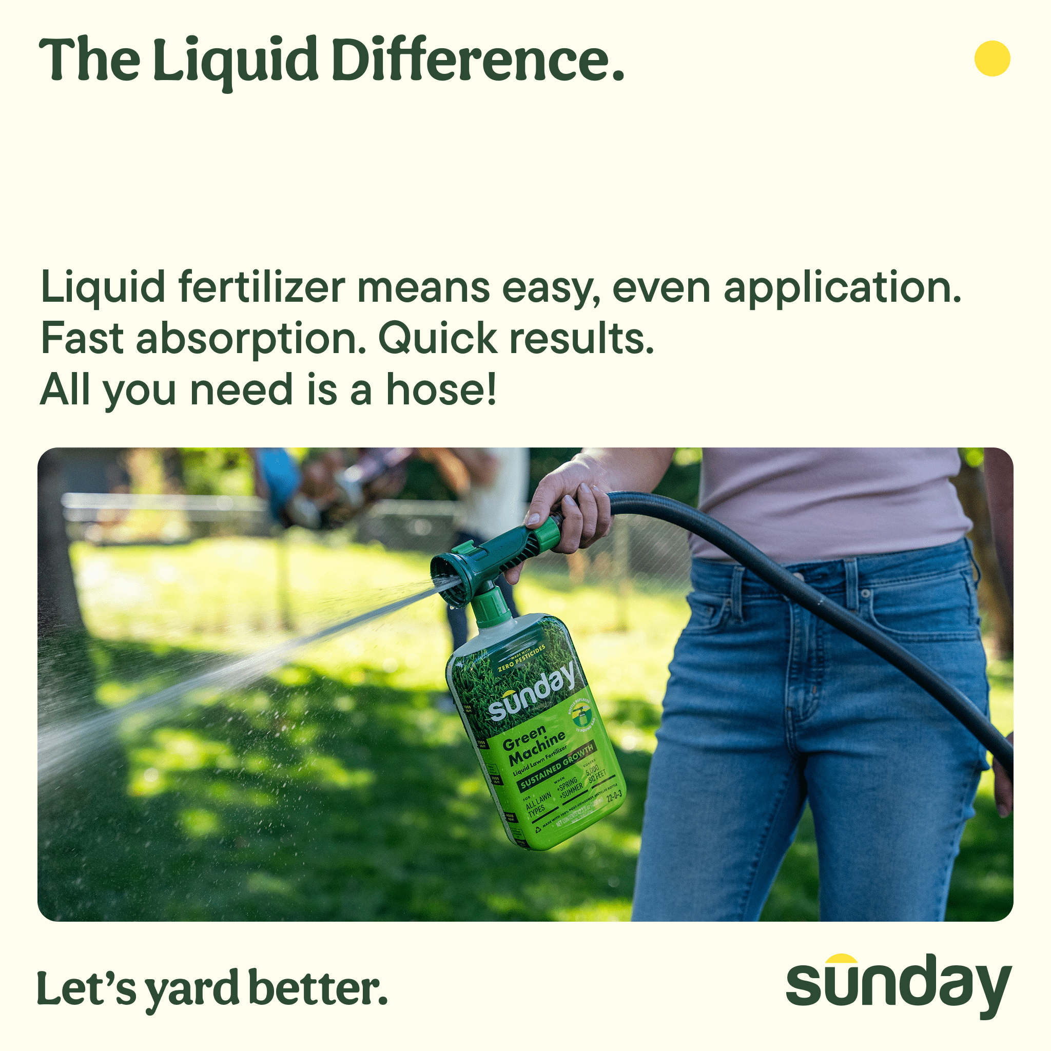 Sunday Green Machine Ready-to-Spray Liquid Lawn Fertilizer (22-0-3), 42.3 oz, 5000-Sq ft