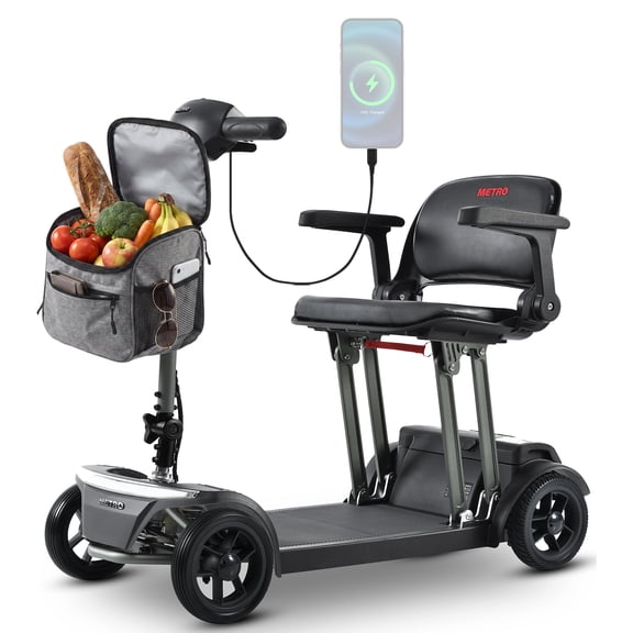 Mobility Scooter for Seniors & Adults Foldable, 20miles, 300lbs Capacity, 42lbs Lightweight, Airline Approved, Portable, 4 Wheel Electric Scooter for Daily Travel, Aluminum, Lithium Battery, USB Port