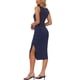 thumbnail image 3 of Vestido sin mangas Inspire Chic con escote redondo para mujer, vestido de punto acanalado largo con abertura lateral, color azul oscuro, 3 of 6