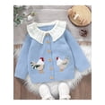 thumbnail image 4 of Baby Toddler Girl Sweater Cardigan 6 9 12 18 24 Months 2T 3T Rooster Embroidery Doll Collar Long Sleeve Button Down Tops for Fall Winter, 4 of 9