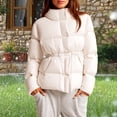 thumbnail image 6 of JGGSPWM Quilted Puffer Jackets for Women Stand Collar Warm Winter Coats Thicken Padded Down Outerwear with Adjustable Waist White S, 6 of 6