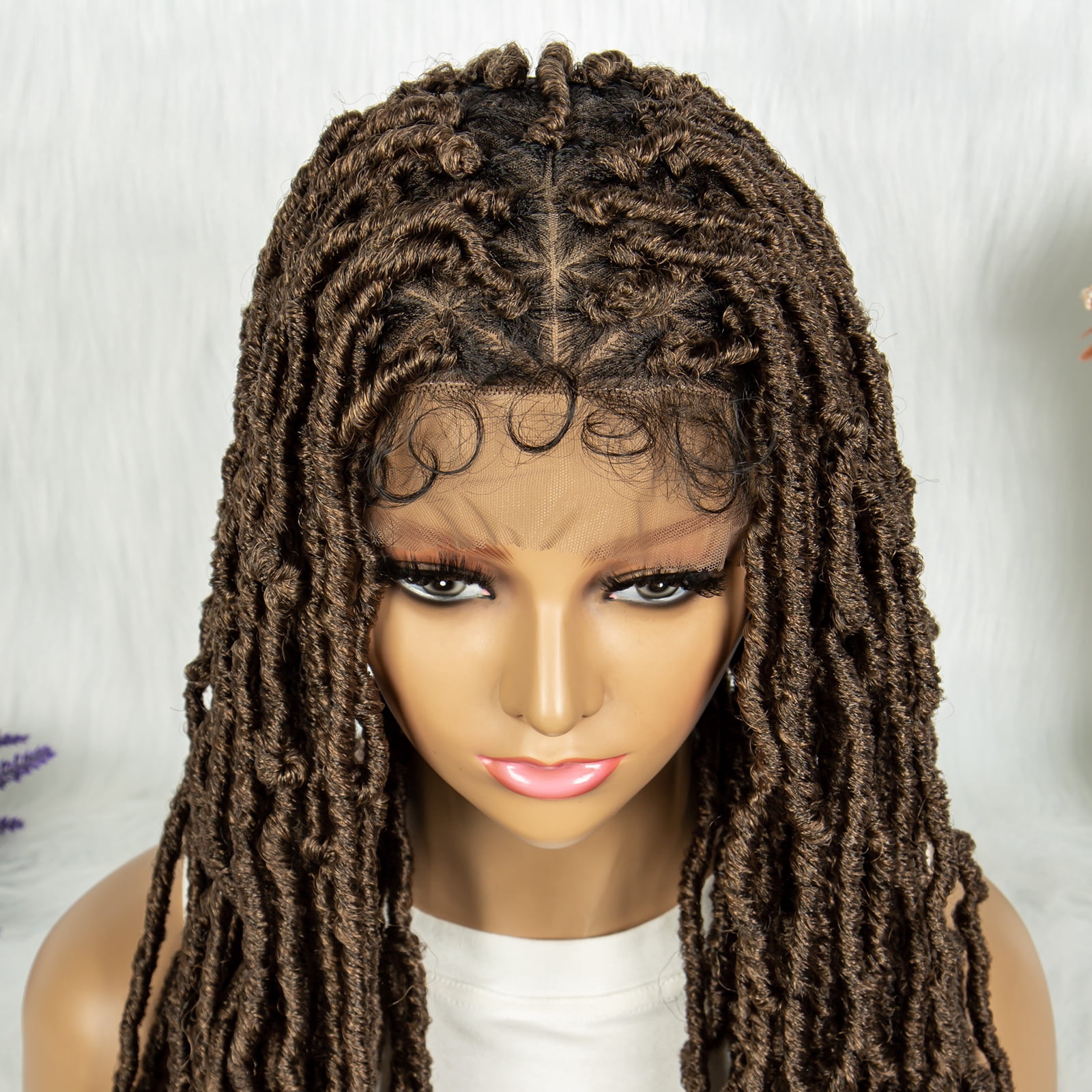 Full Lace Braided Wigs Synthetic Lace Wigs 34 Inches Handmade Braided Wigs Crochet Wigs Faus Locs Braided Wigs for Women (1B/27 color)