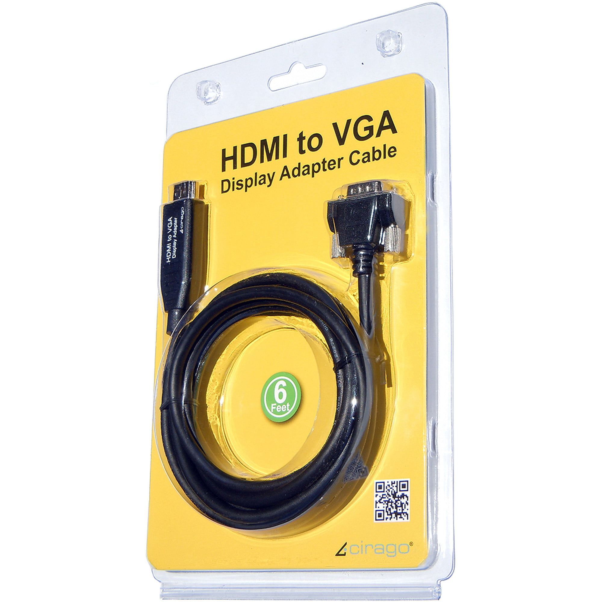 Display Cable HDMI Male to VGA 6', Black - Walmart.com