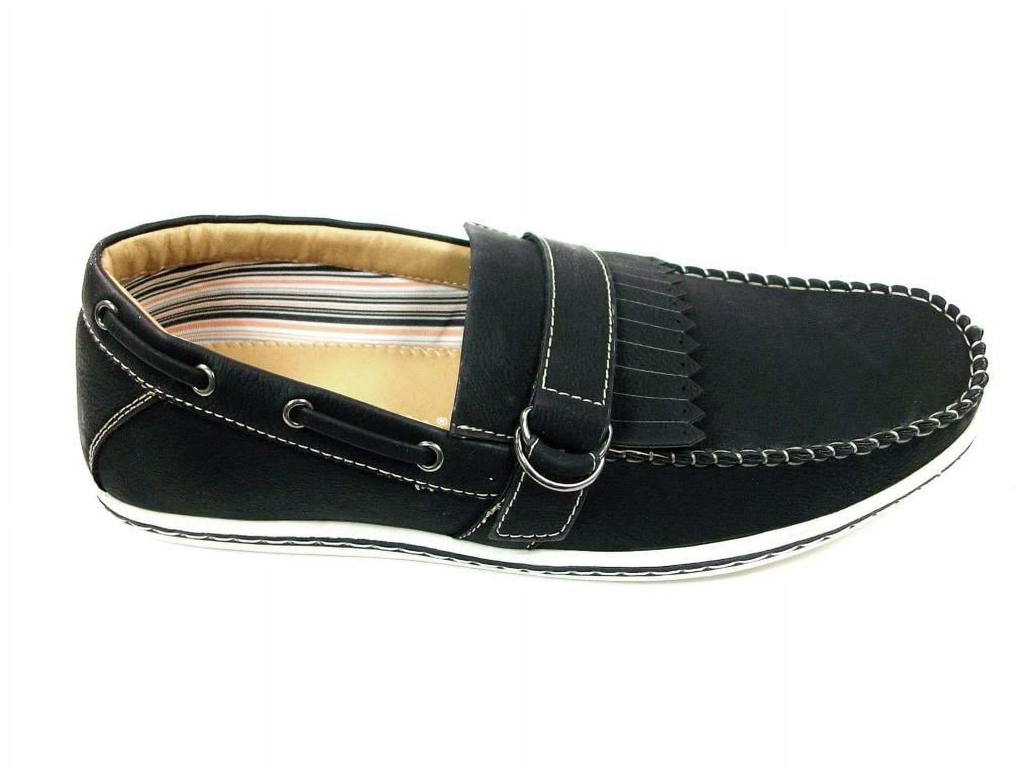 Polar Fox Mens Black Slip on Casual Driving Boat Shoes Buckle Design Styled In Italy - image 2 of 6