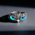 thumbnail image 1 of Anillo de ojo de búho, anillo abierto de Animal Retro, anillo de búho ajustable para mujeres, niñas, hombres, anillo, joyería, accesorios para dedos, 1 of 5