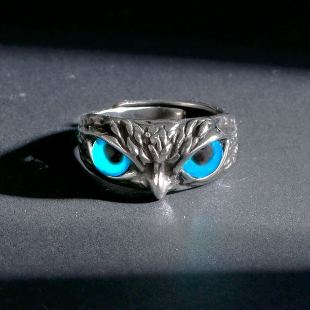 Anillo de ojo de búho, anillo abierto de Animal Retro, anillo de búho ajustable para mujeres, niñas, hombres, anillo, joyería, accesorios para dedos