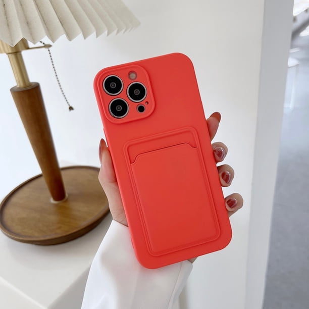 Funda de silicona líquida para iPhone 14 13 12 11 Pro Max XS XR X 8 Plus 13Pro iPhone13 iPhone11 iPhone14 con ranura para tarjeta Tan Jianjun unisex