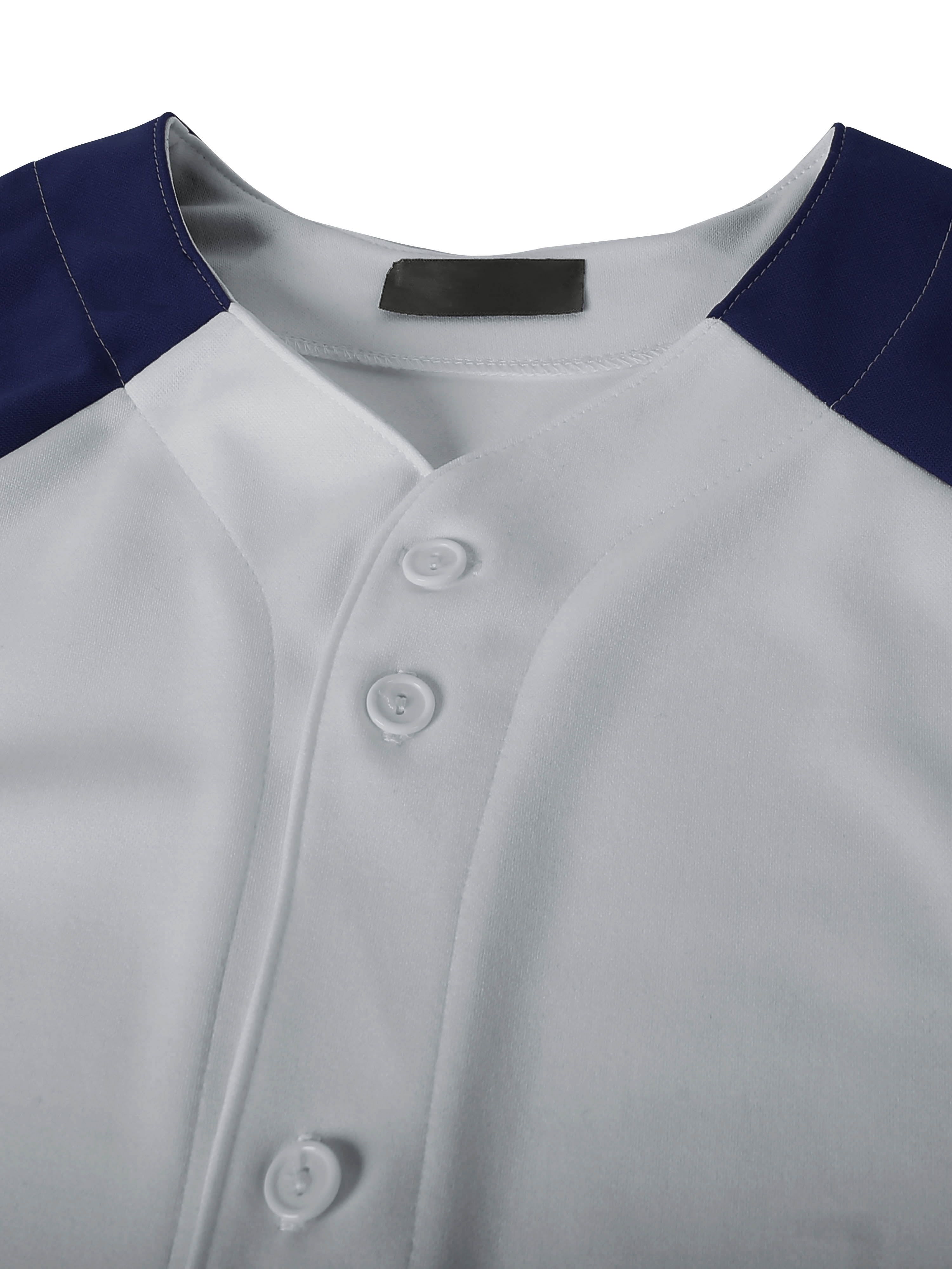 Ma Croix Men's Hip Hop Baseball Tee Button Down Street Inspired Sport Fit Two Tone Raglan Jersey